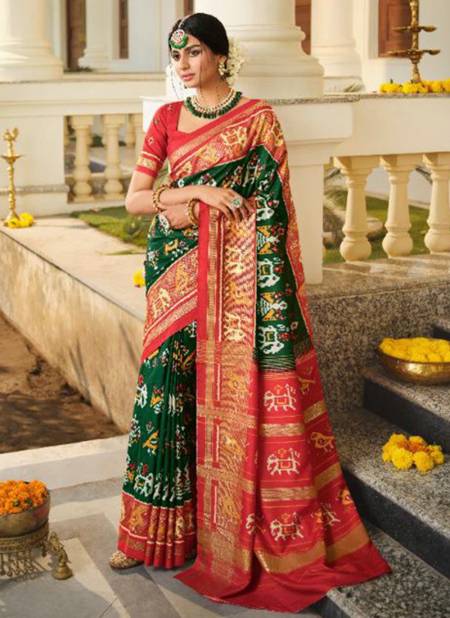 Dark Green Fancy Festive Wear Designer Heavy Patola Silk Saree Collection 53717